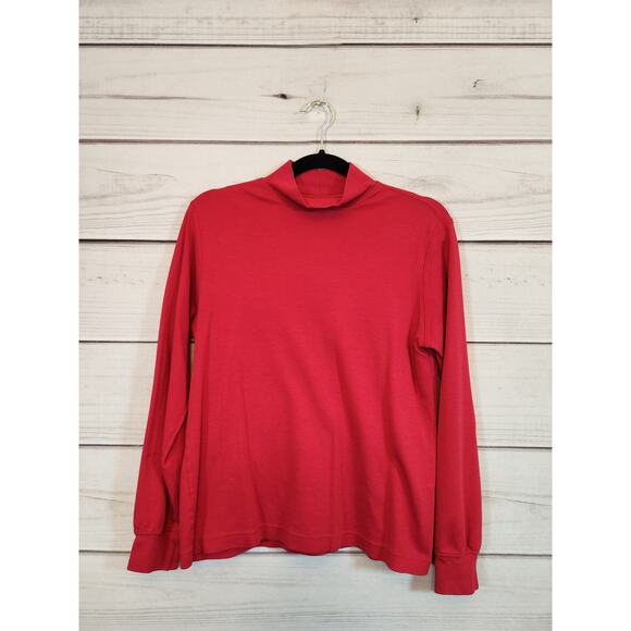 Lands' End Women's Red Solid High Neck Long Sleeve Pullover T Shirt Size Small - Picture 1 of 5